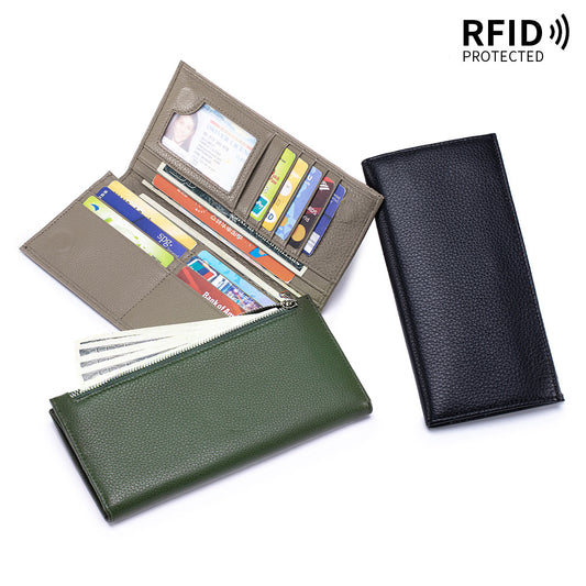 Leather For Man Long Simple Zipper Men's Wallet
