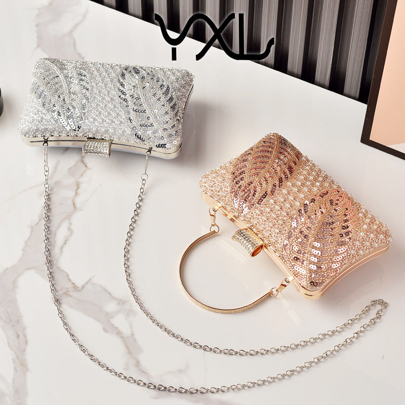 Shiny Diamond Temperament Banquet Full Clutch Fashion Pearl Embroidery Dress Dinner Bag