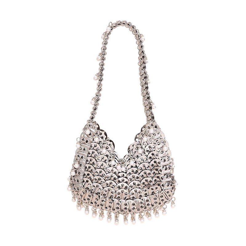 Women's Pearl Hand-woven Gold Sier Color Sequin Women's Handbag