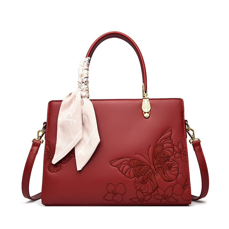 Women's High-grade Embroidered Silk Scarf Large Capacity Light Luxury Commute Women's Handbag