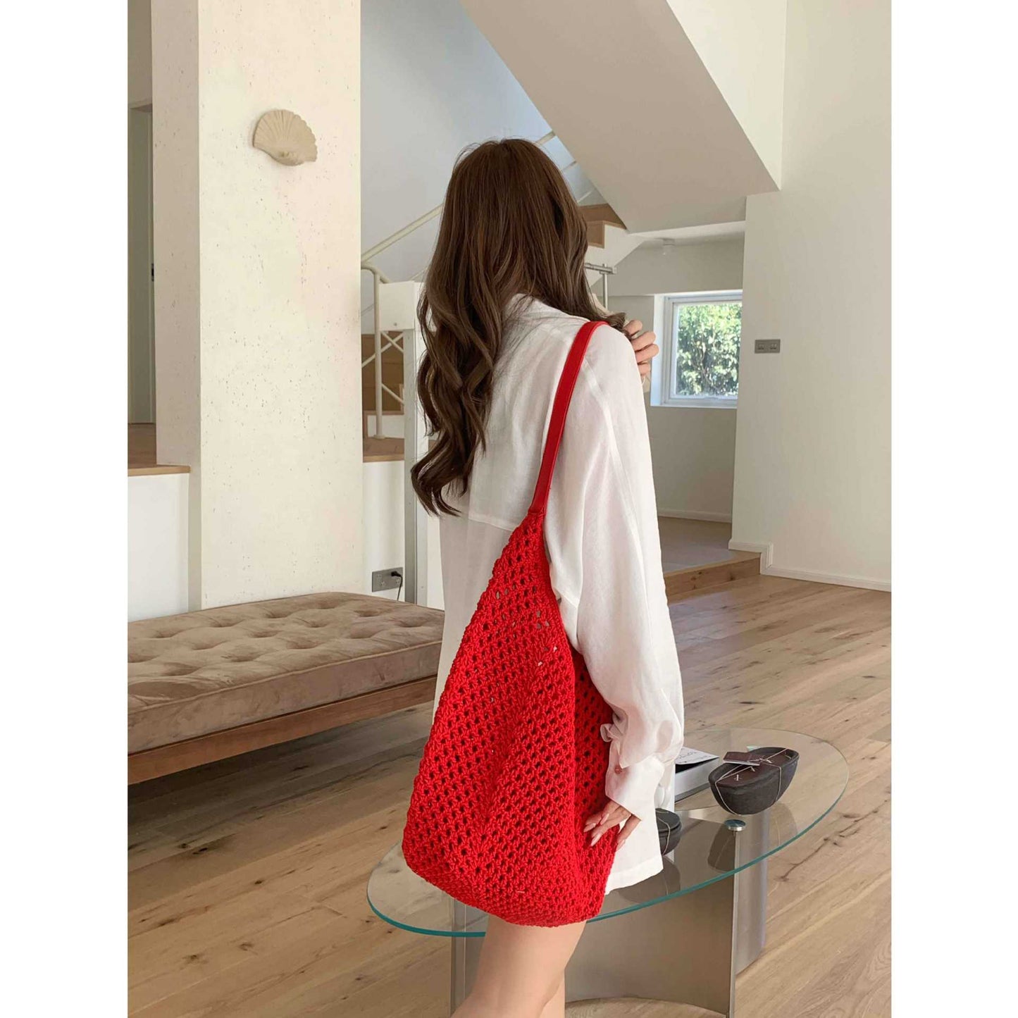 Women's Beach Vacation Large Capacity Woven Korean Bags