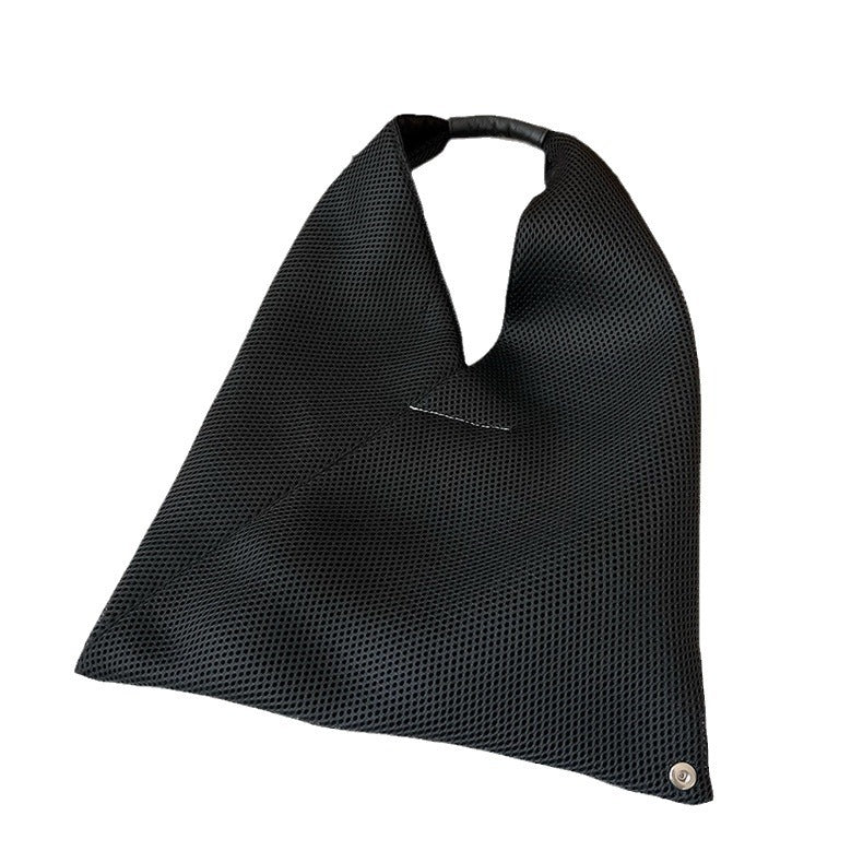 Women's Medium Size Black Triangle Dumpling Mesh Shoulder Bags