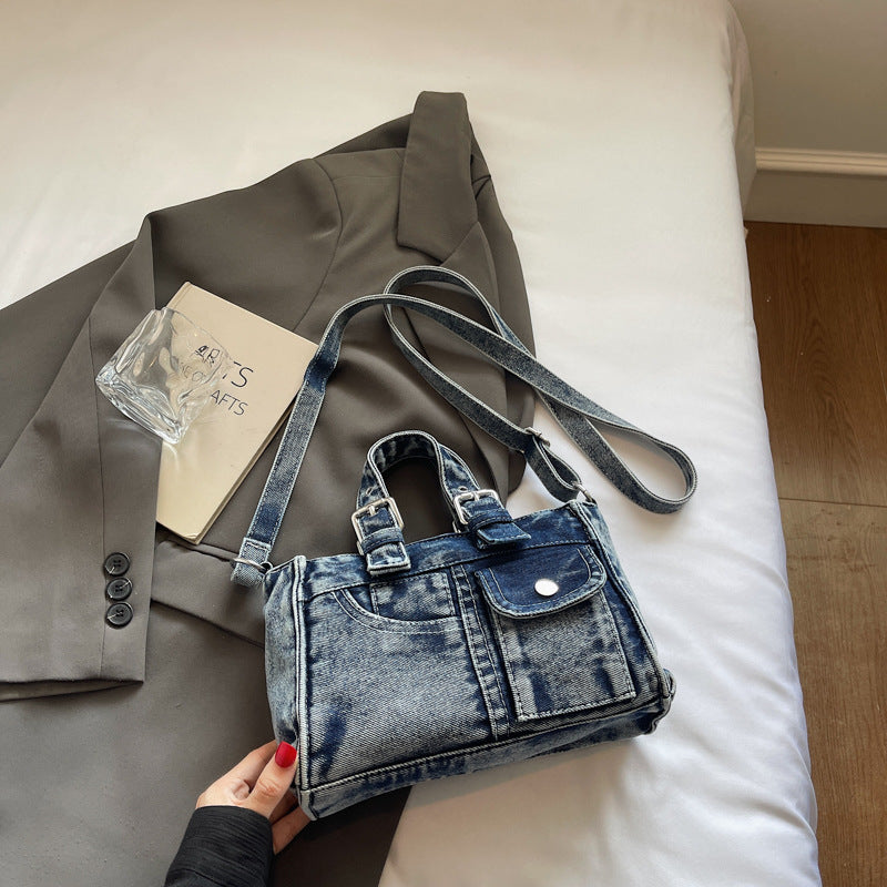 Women's Retro French Denim Texture Large Capacity Women's Shoulder Bag