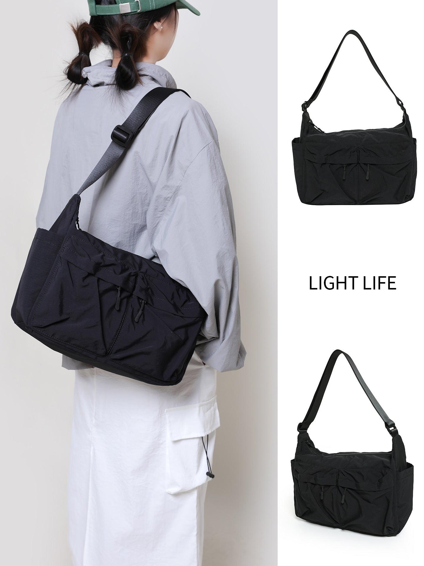 Women's & Men's Nylon Neutral Lightweight Waterproof Large Capacity Women's Shoulder Bag