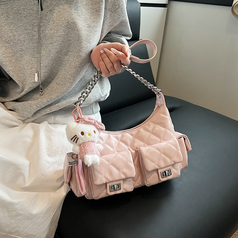 Pretty Women's Commuter Underarm Rhombus Chain Bags