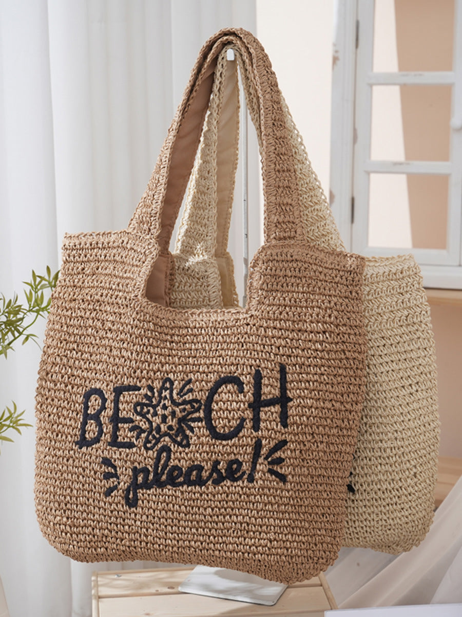 Women's Rectangular Straw Woven Large Capacity Gift Women's Shoulder Bag