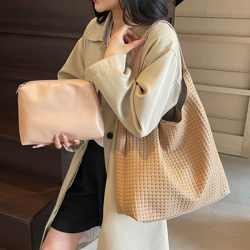 Retro Woven Trendy Easy Matching Large Capacity Underarm Son Women's Shoulder Bag