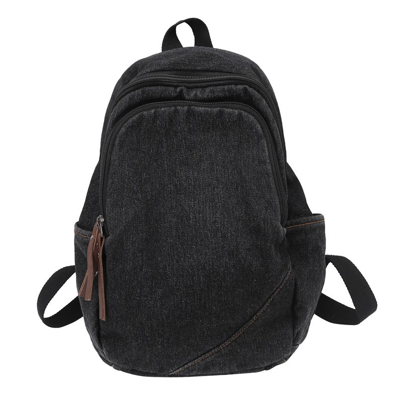 Women's & Men's Retro Denim Large Capacity Simple Camp College Student Schoolbag