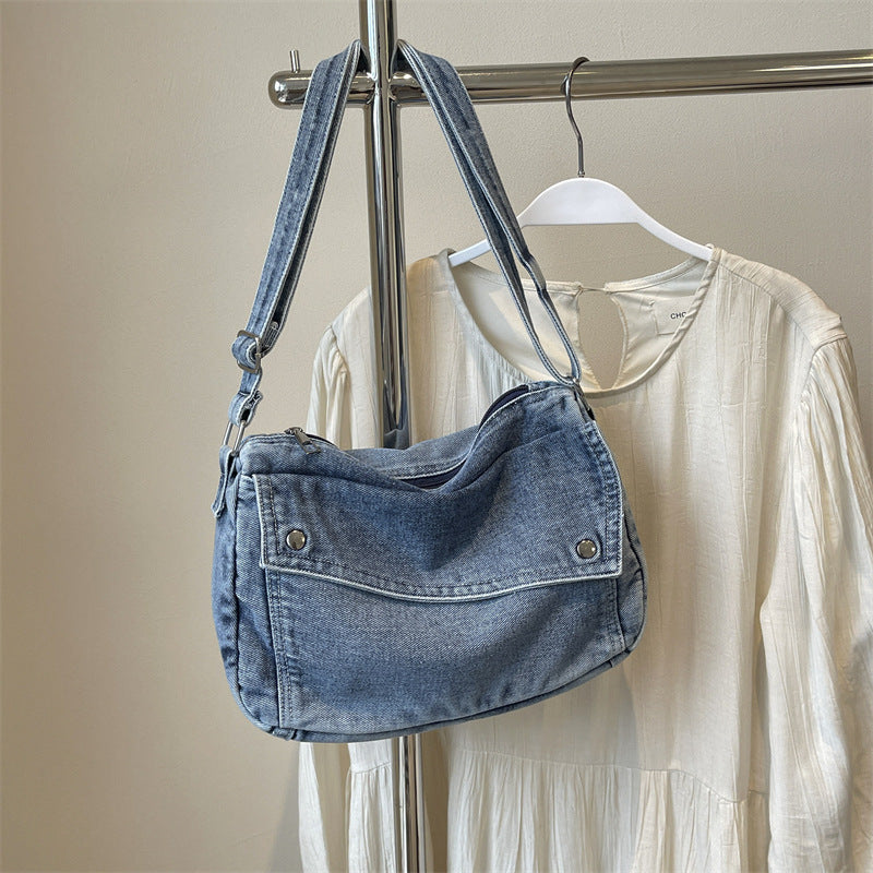 Niche Geometric Denim Pillow Retro Fashion Women's Messenger Bag