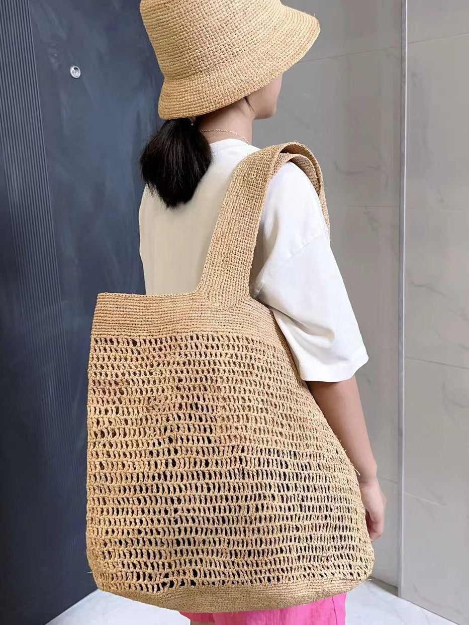 Women's Crochet Hand-woven Vacation Beach Summer Straw Shoulder Bags