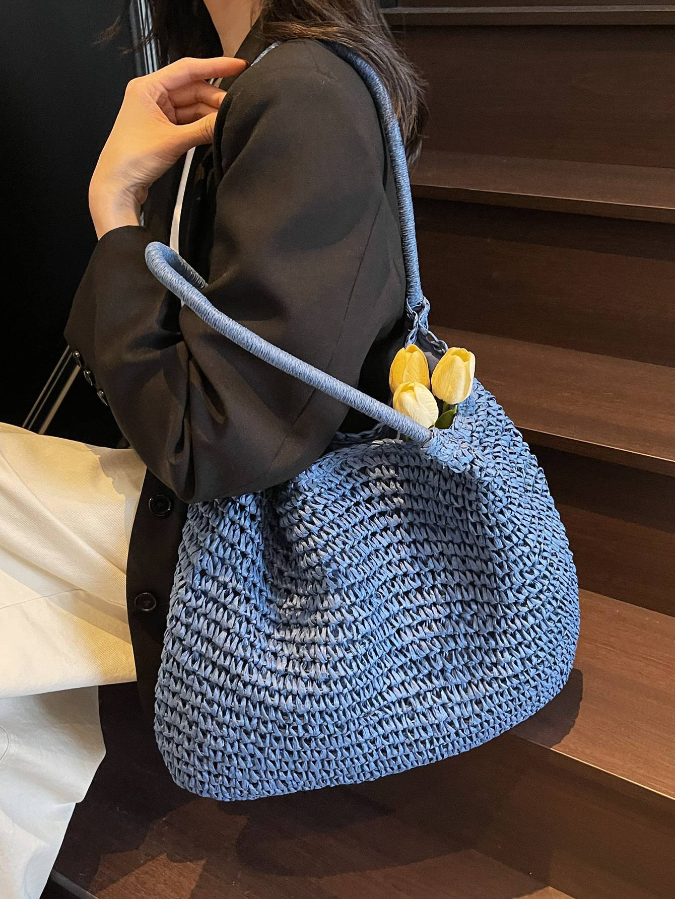 Women's Style Large Capacity Totes Straw Seaside Vacation Bags