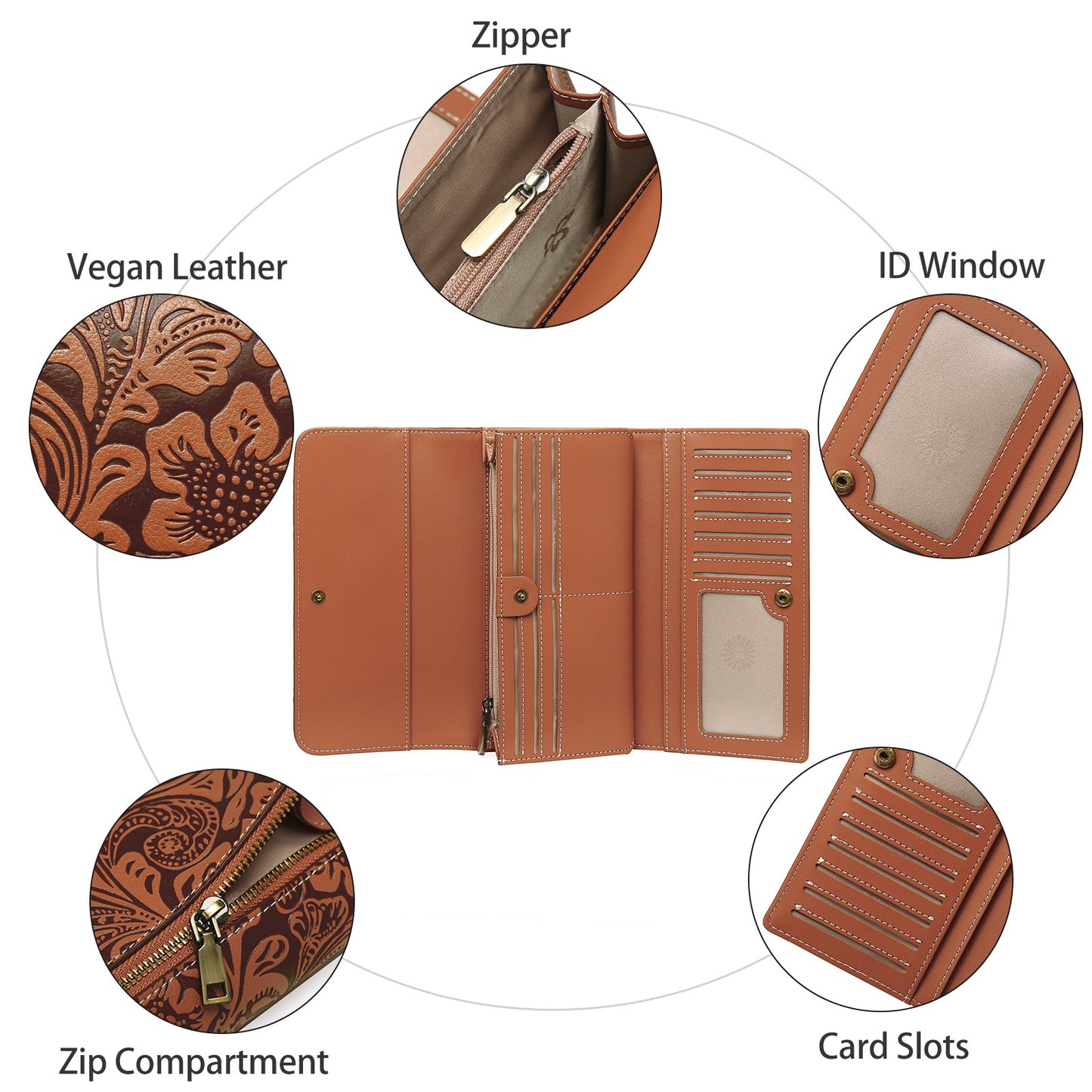 Durable Women's Long Embossed Pattern Fashion Handbags