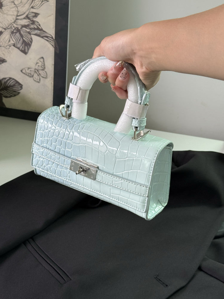 Women's Korean Style French Stick Alligator Print Summer Small Square Bag
