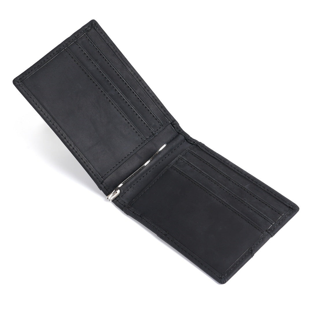 Men's Retro Leather Short Multi Slots American Gold Men's Wallet