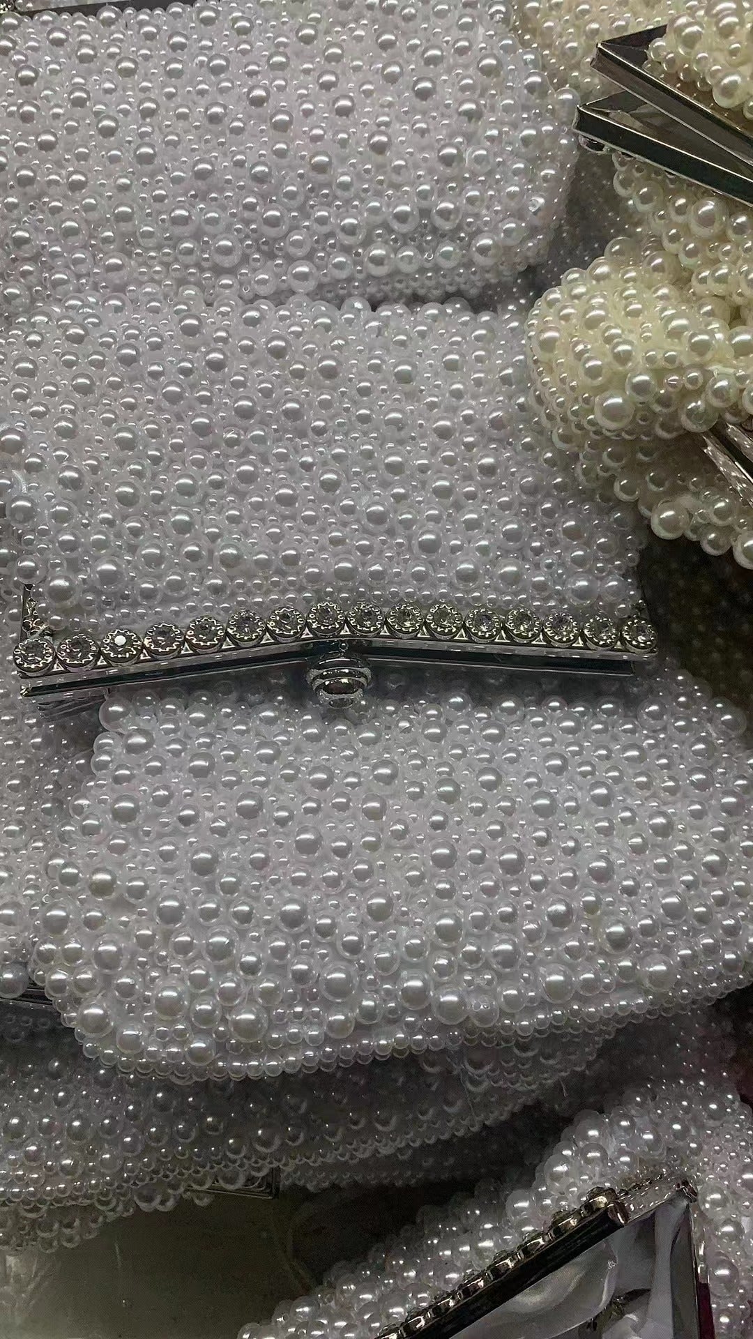 Women's High Quality Handmade Pearl Embroidery Wedding Bridal Dinner Bag
