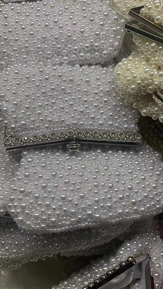 Women's High Quality Handmade Pearl Embroidery Wedding Bridal Dinner Bag