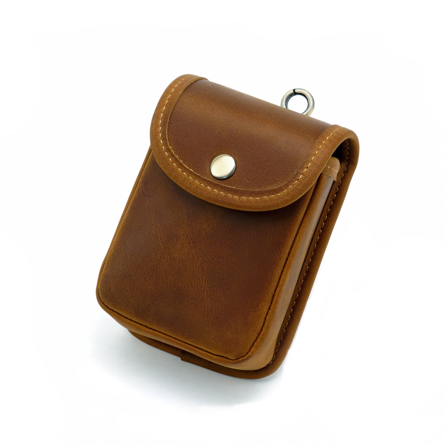 Men's Cowhide Crazy Horse Leather Mini Cigarette Retro Men's Fanny Pack