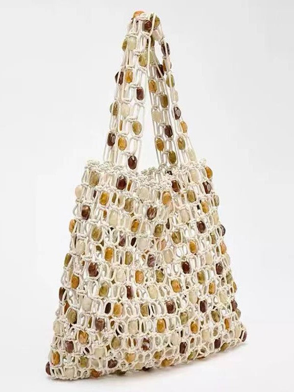 Women's Hand-woven Design Beaded High-grade Retro Large Women's Handbag