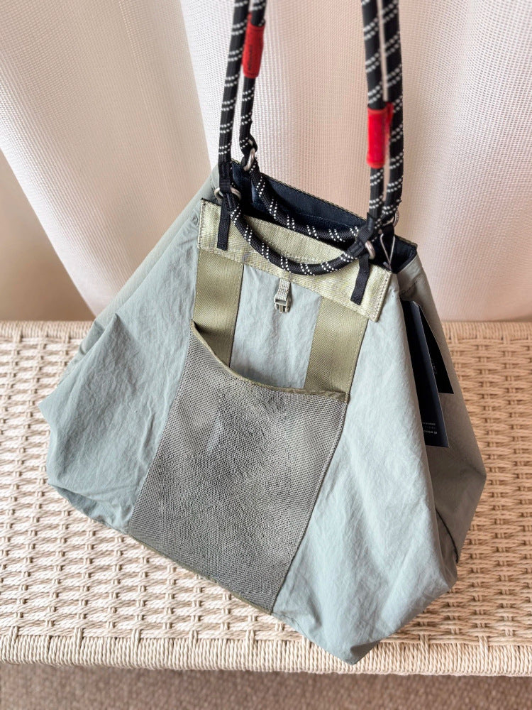 Diagonal Versatile Nylon Cloth Large Capacity Tote Bag