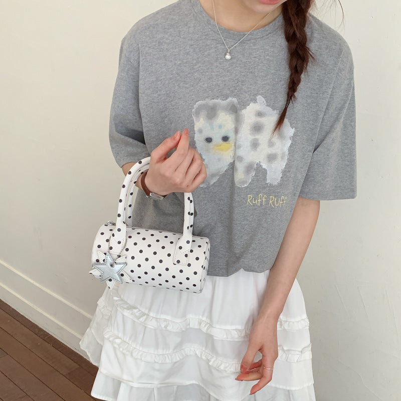 Women's Spring Fashion Carrying Polka Dot Printed Pillow Women's Messenger Bag