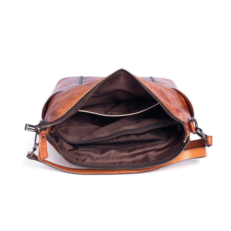 First Layer Cowhide Retro Hand-rub Color Straight Hair Support Bags