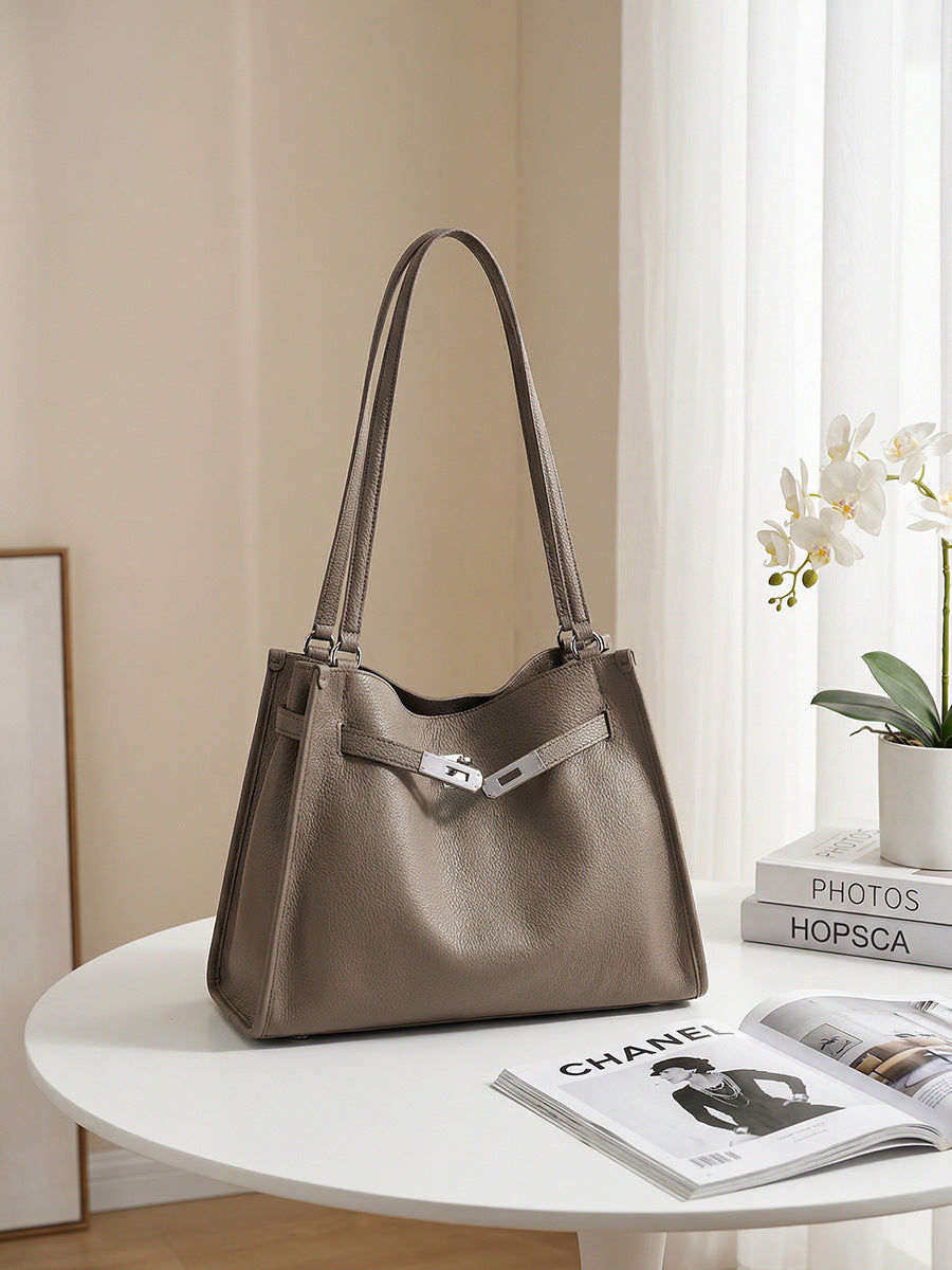 Cowhide Street Fashion Pragmatic Commuter Large Capacity Totes Bags