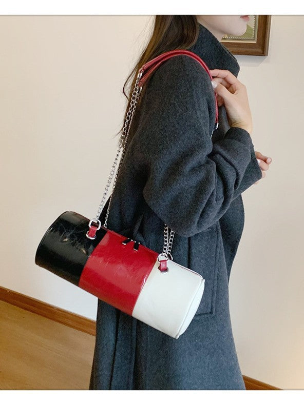 Women's Chain Trendy Three-color Stitching Round Underarm Shoulder Bags