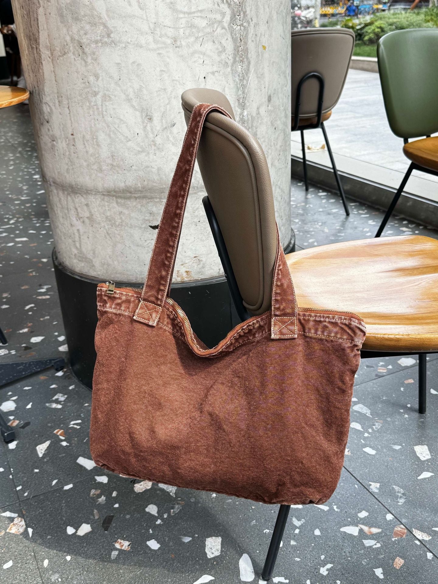 Washed Canvas Commuter Shopping Denim For Bags