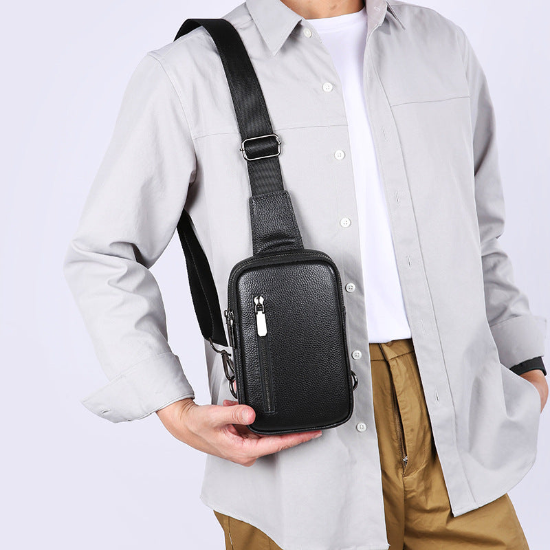 Men's Genuine Leather Soft First Layer Cowhide Men's Chest Bag