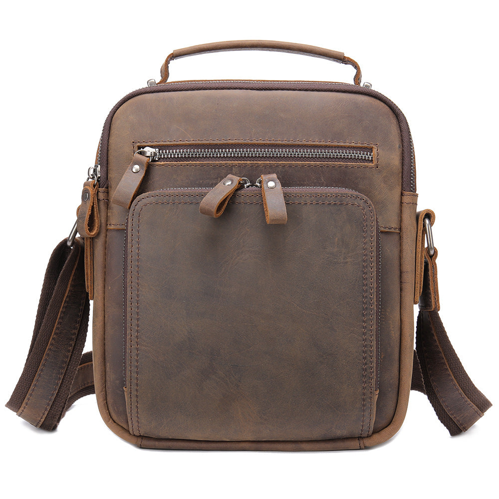Men's Leather Fashion Crazy Horse First Layer Cowhide Men's Shoulder Bag