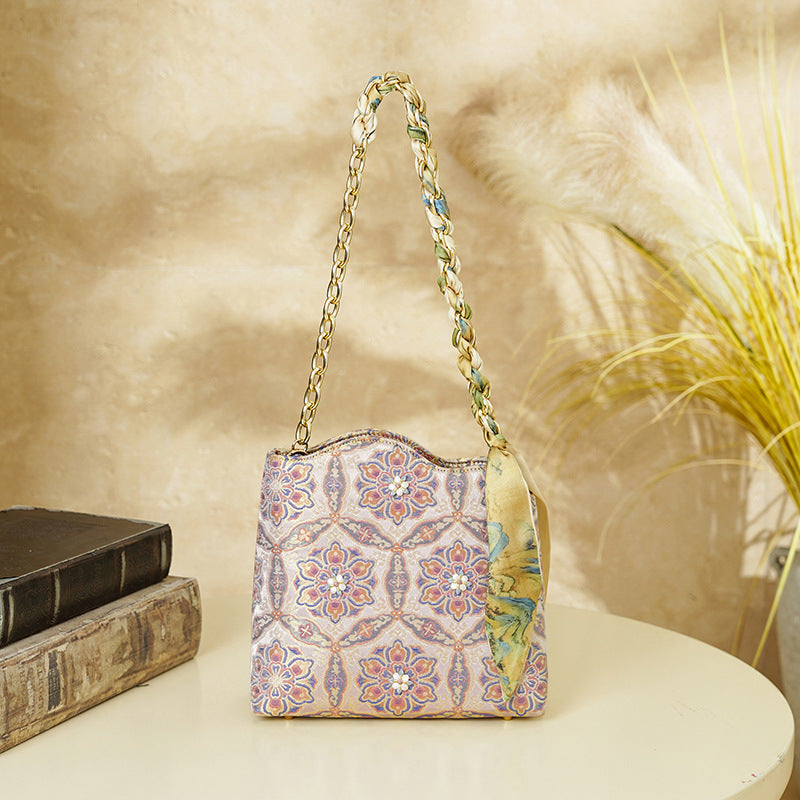 Flowers In The Fog Printing Chain National Style Women's Handbag