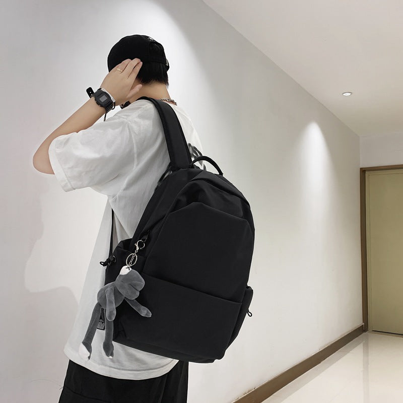 Men's Mori Style Large Capacity Solid Color Trendy Korean College Student Schoolbag