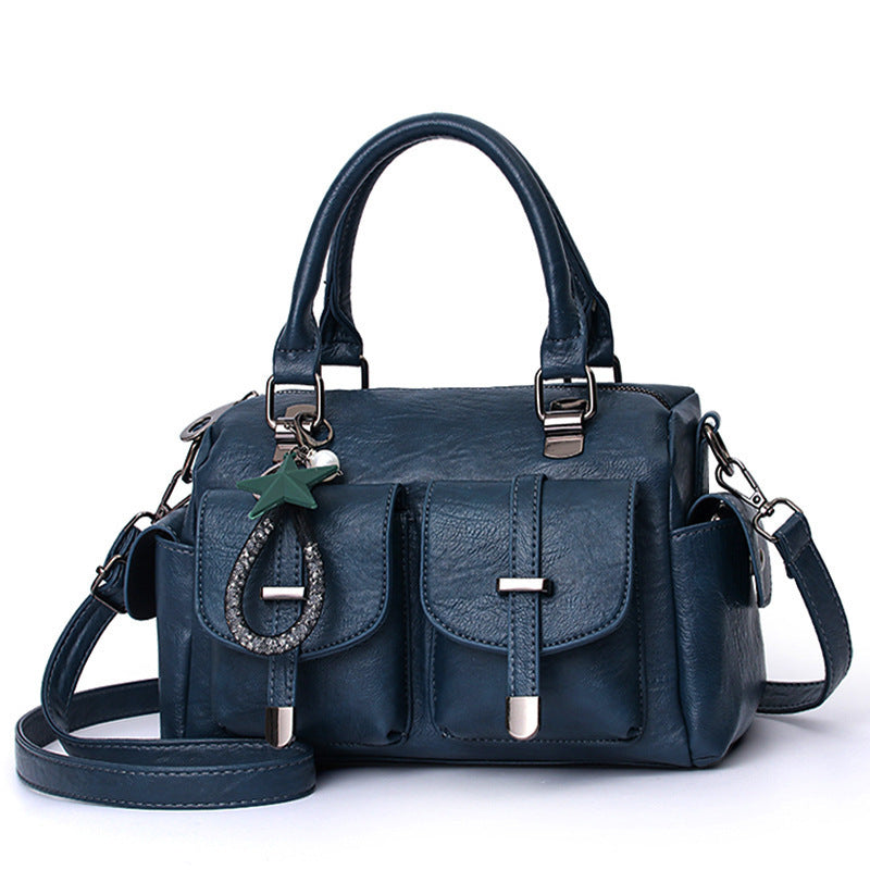Solid Color Simple Authentic Leather Tactile Feel Tassel Bags