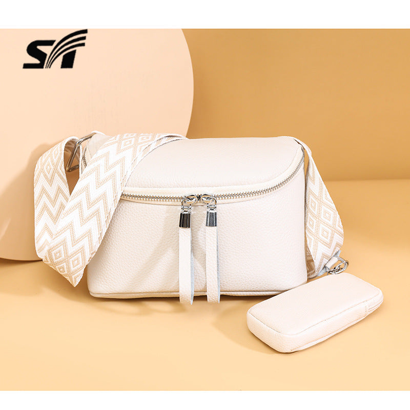 Women's Korean Style Niche Saddle First Layer Cowhide Fashion Bags