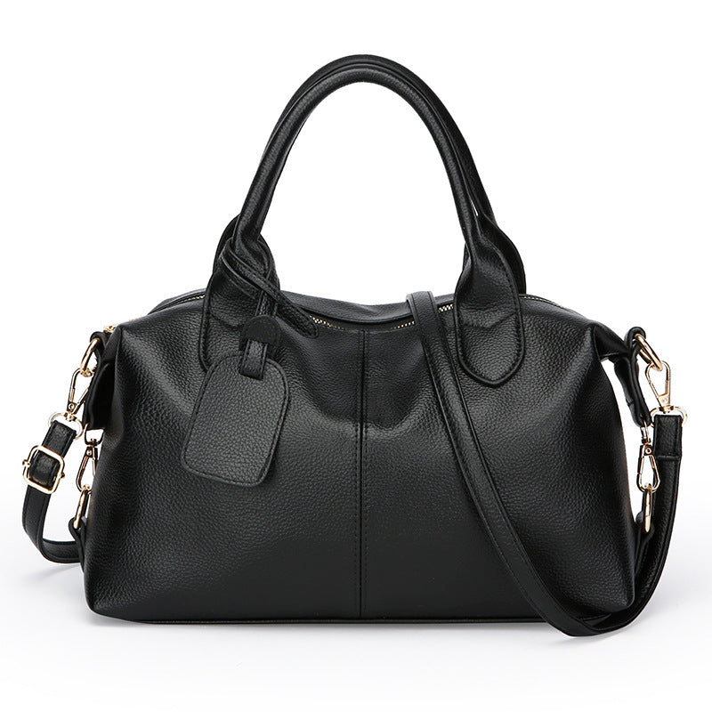 Women's Soft Leather Large Capacity Mom Boston Portable Commuter Women's Messenger Bag