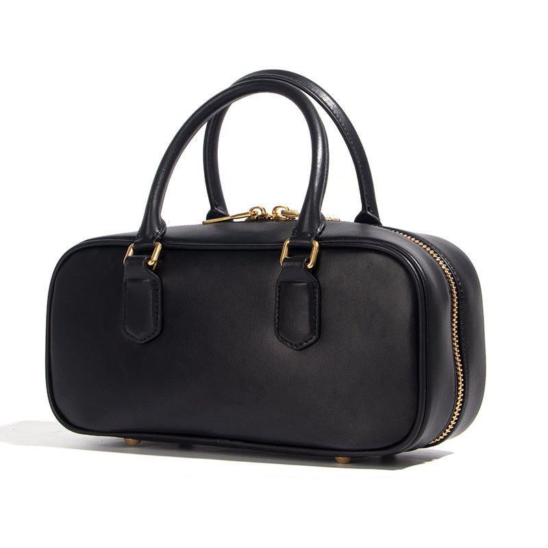 Classic Slouchy Cowhide Bowling Boston Portable Women's Handbag
