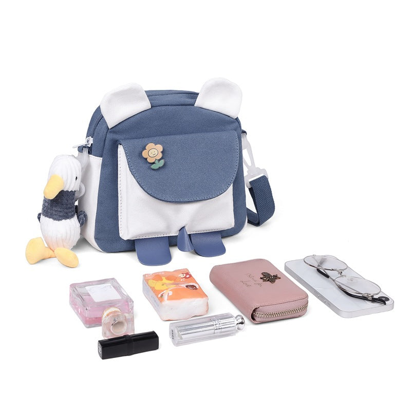 Fashion Women's Canvas Contrast Color Fresh Phone Bags