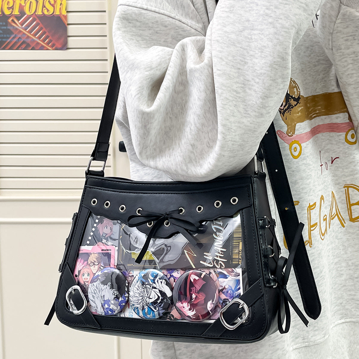 Women's Lace Bow Cartoon Cute Fresh Ribbon Transparent Women's Shoulder Bag