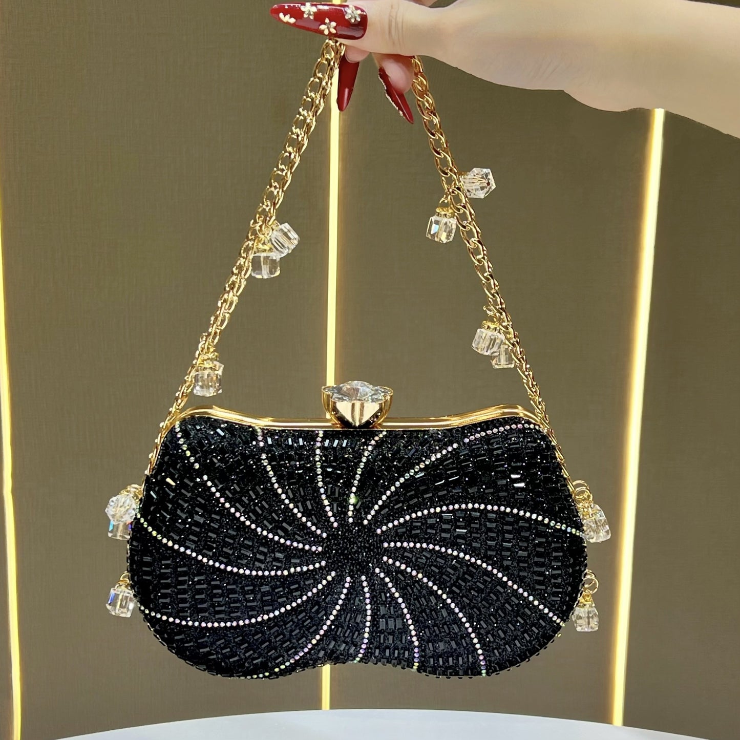 Women's Fashionable Shiny Rhinestone Matching Dress Elegant Evening Bags