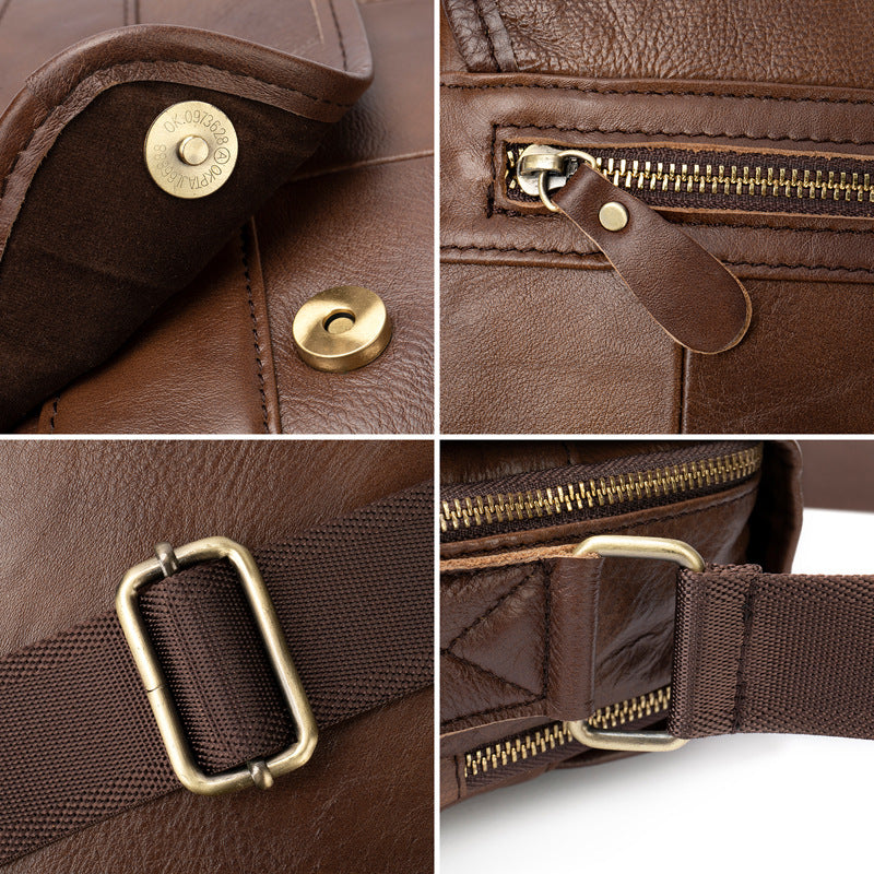 Men's Leather First Layer Cowhide Daily Commuter Bags