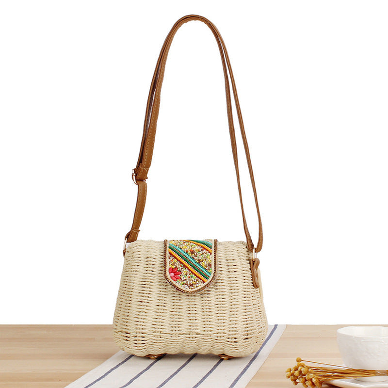 Women's Colorful Cover Fashion Woven Advanced Texture Simple Women's Messenger Bag