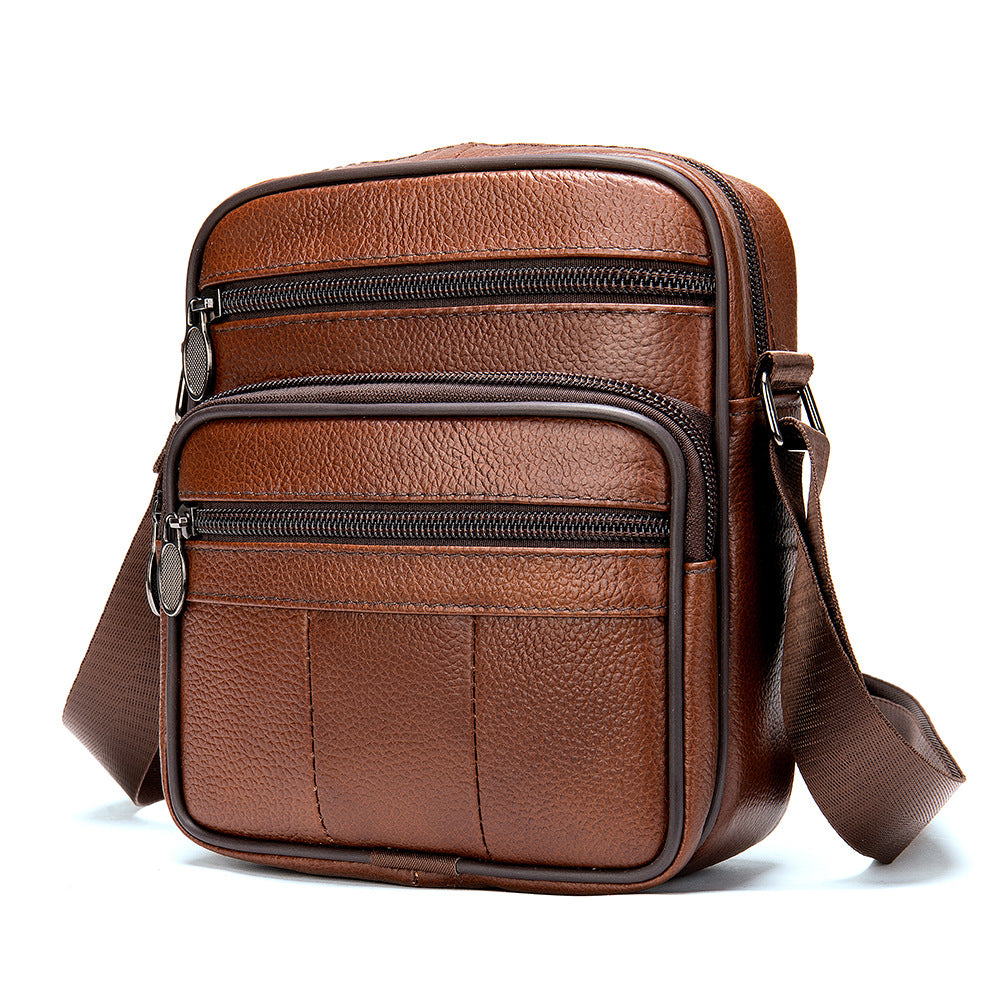 Men's Leather Simple Commute Large Capacity Vertical Men's Shoulder Bag