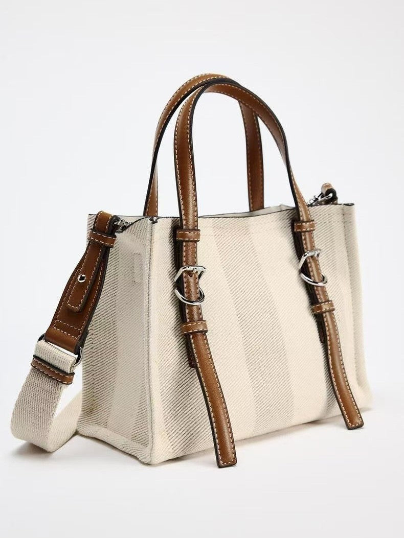 Women's Canvas Beige Commuter Large Capacity Versatile Women's Messenger Bag