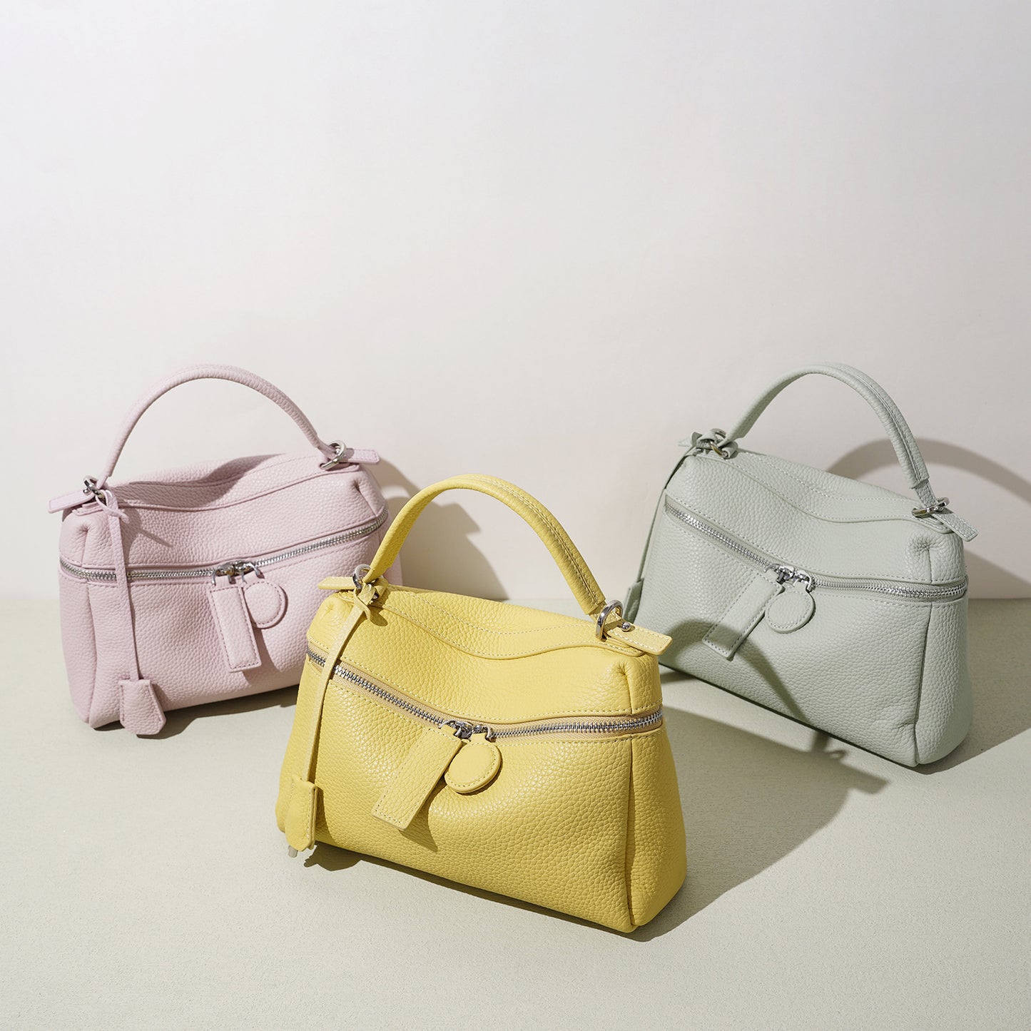 Women's Korean Style Versatile Soft Leather Genuine Solid Color Bags