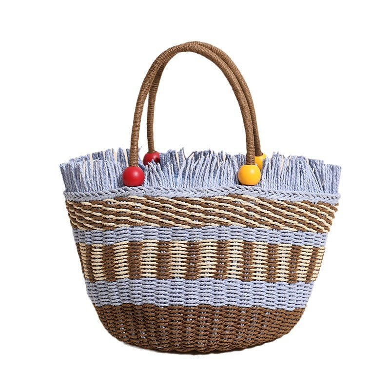 Women's Cute Wooden Bead Portable Loose Edge Women's Handbag