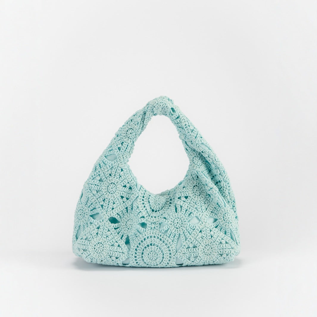 Lace Hollow Vacation Style Underarm Pattern Macaron Color Handmade Crochet Shoulder Bags