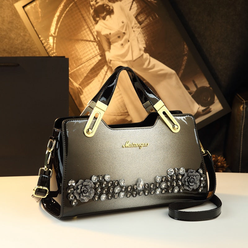 Women's Embroidered Diamond Genuine Leather Mother Fashionable Women's Handbag