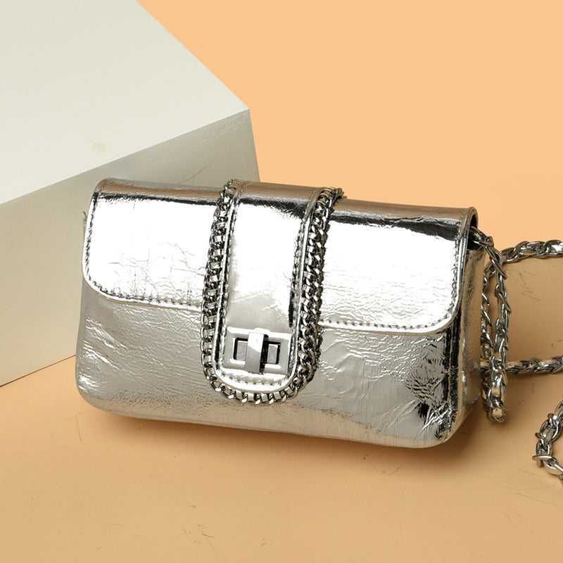 Women's Chain Solid Color Patent Leather High Women's Shoulder Bag