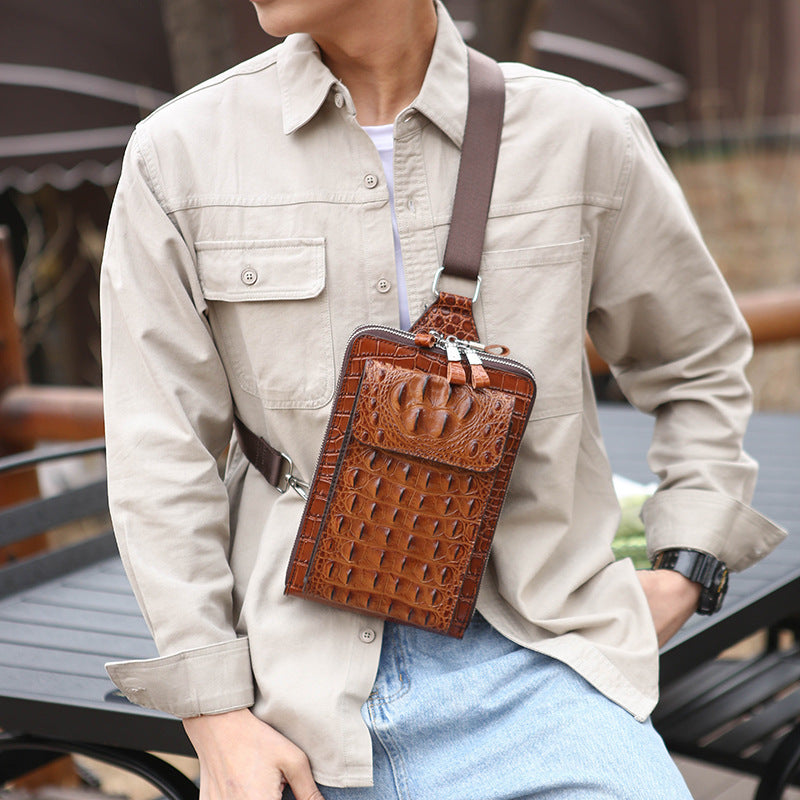 Men's Retro Fashion Crocodile Pattern Personality Multifunctional Shoulder Bags