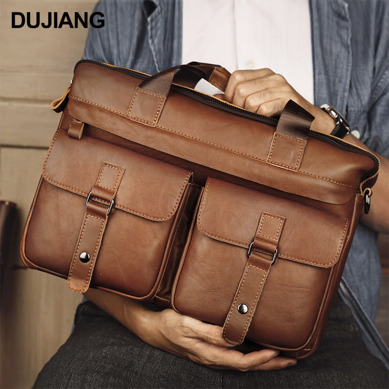 Men's Retro Leather Large Capacity Business Computer Bags